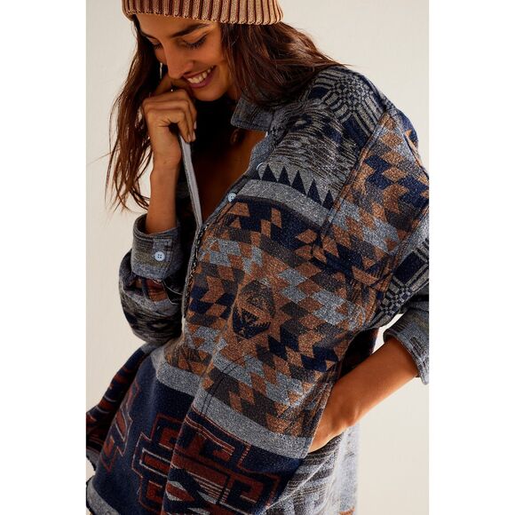 Free People We The Free Arizona Sky Pullover Indigo Sky Combo S Small NEW - Picture 1 of 5
